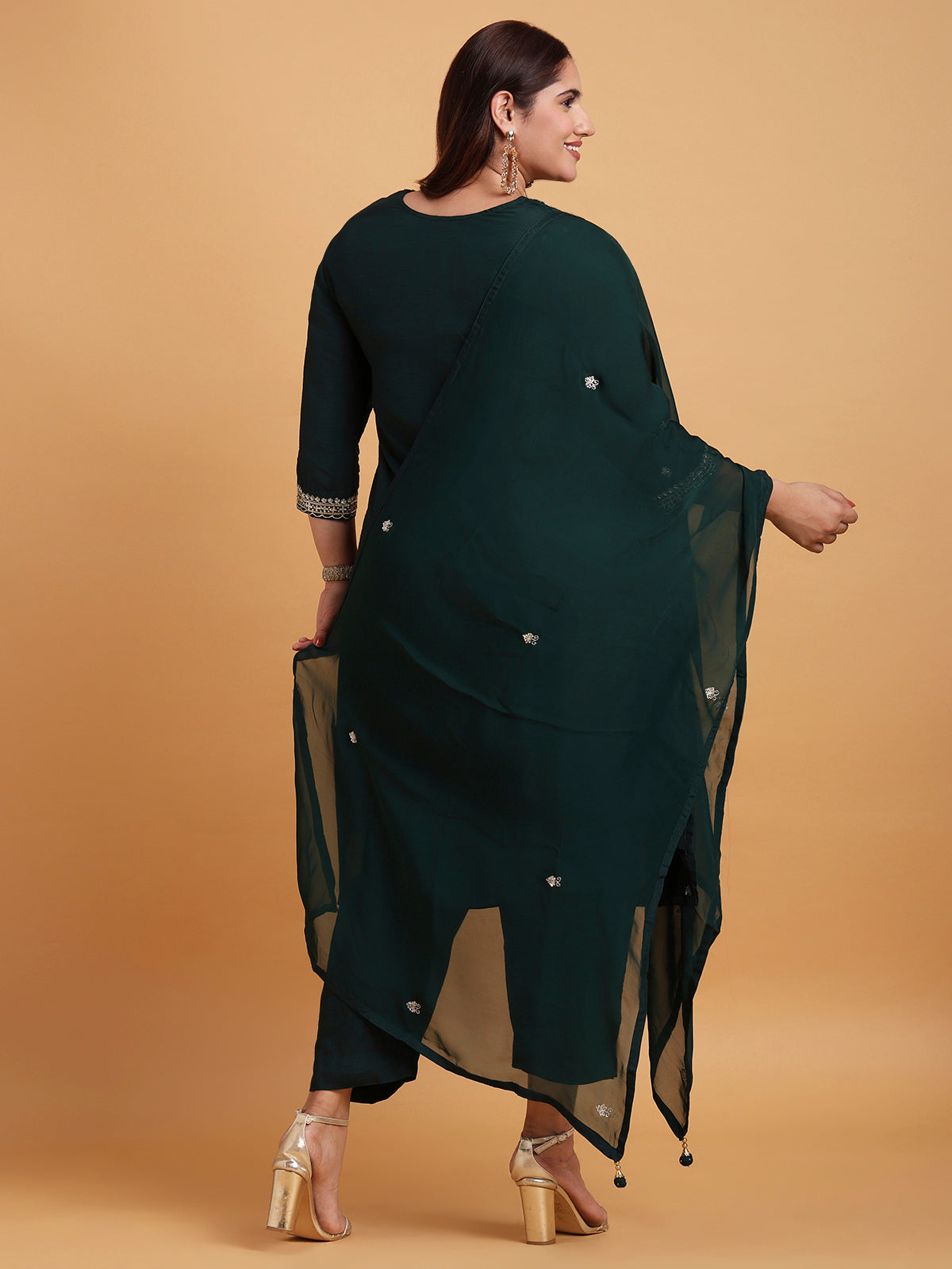 Dark green kurta set