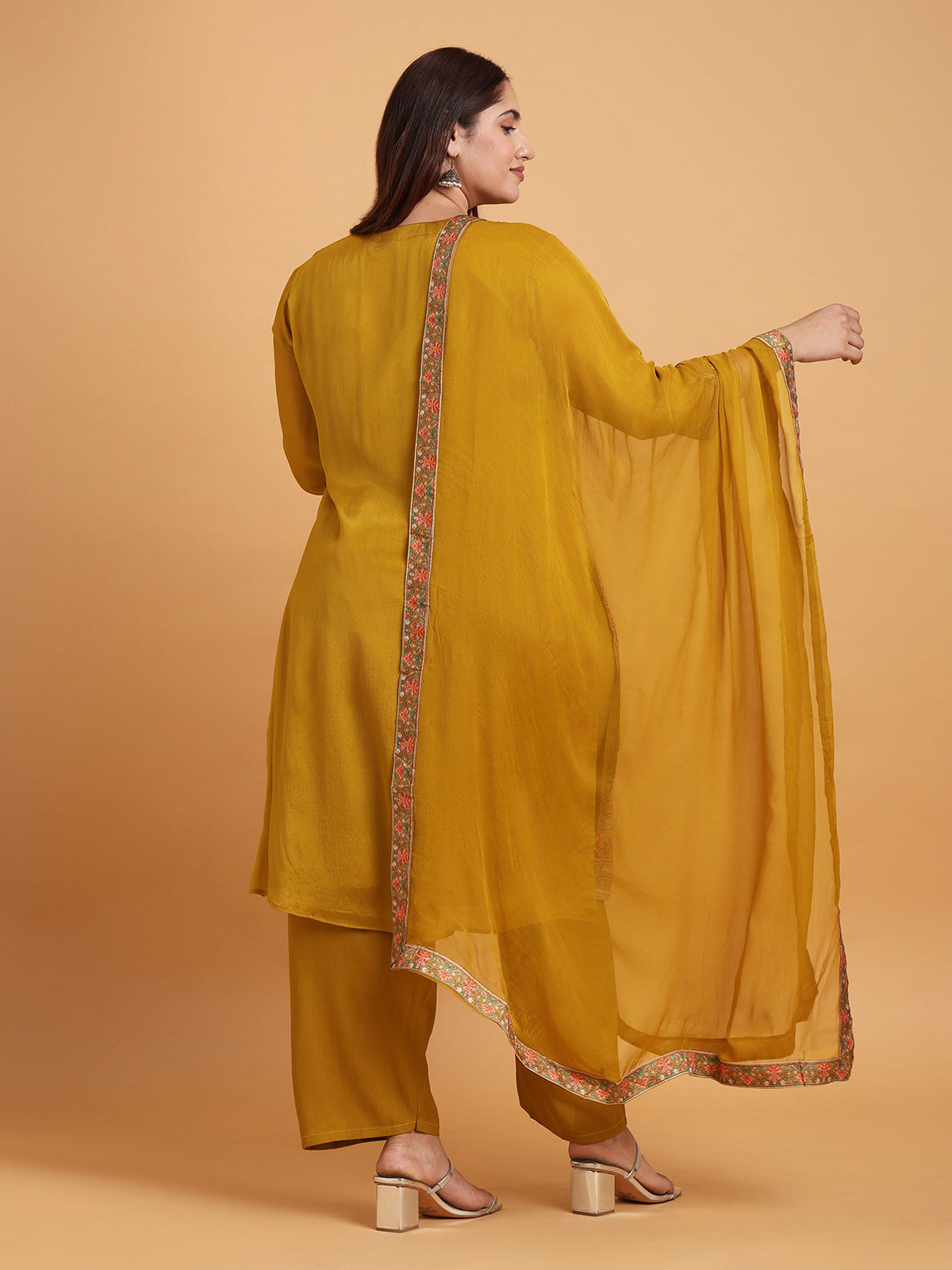 Golden yellow printed kurta set