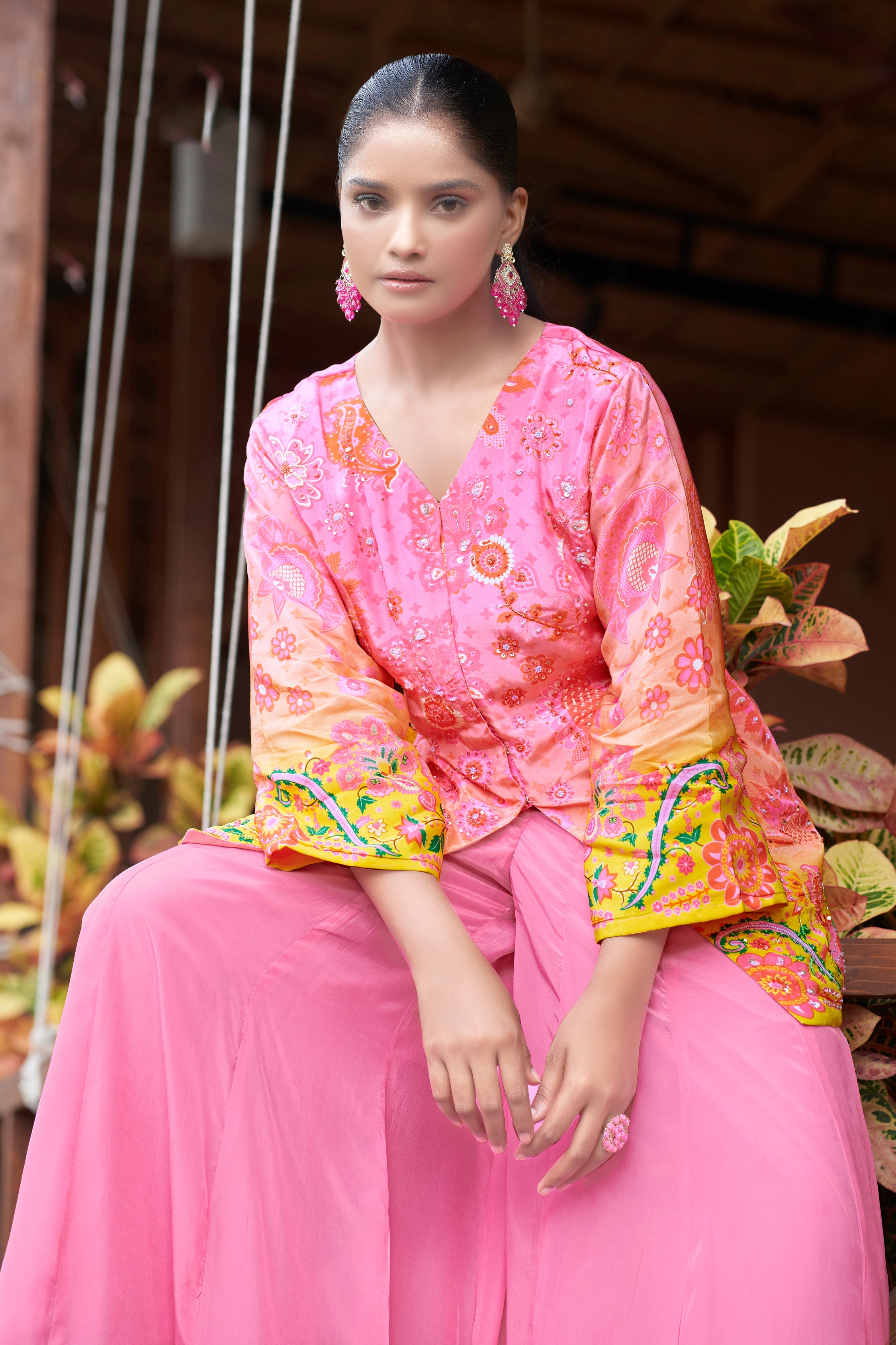 Pink top and palazzo set