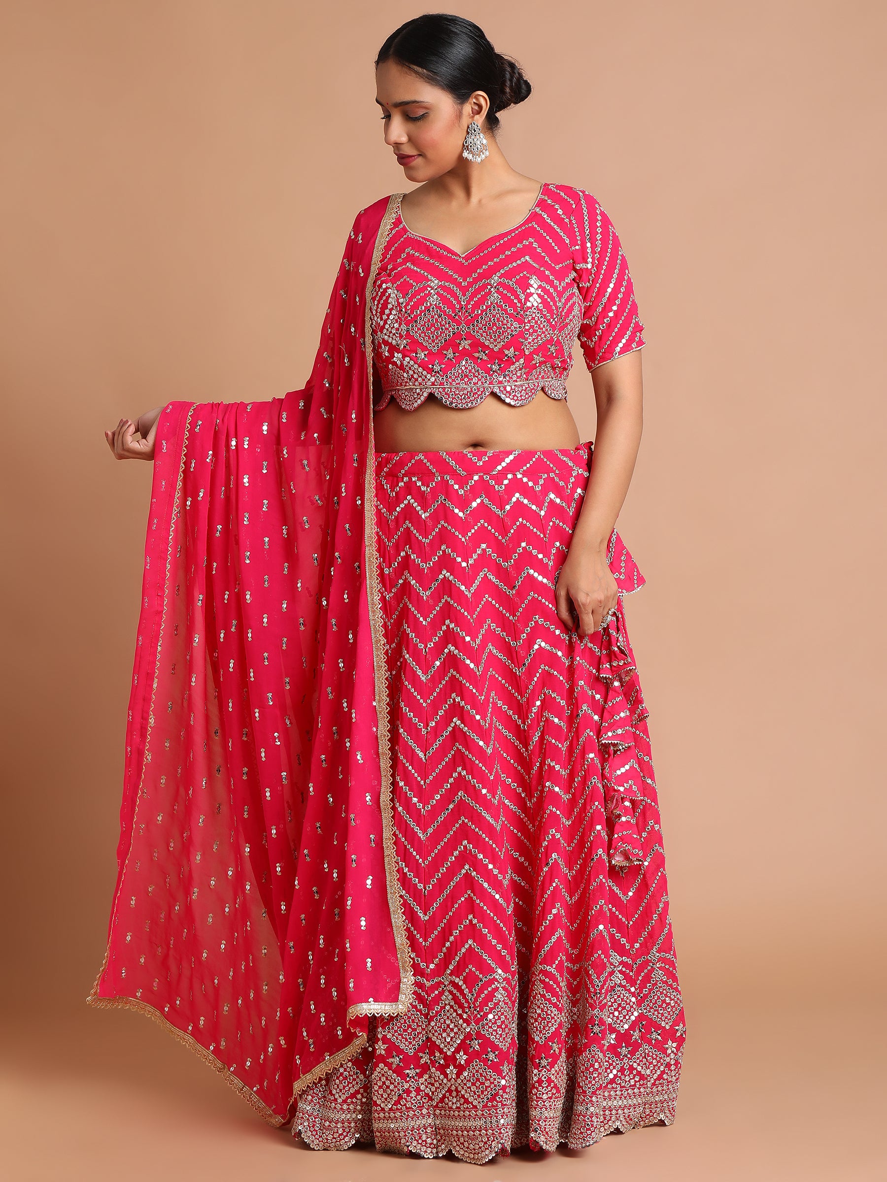 Fuchsia-pink-and-gold-mirror-lehenga-set