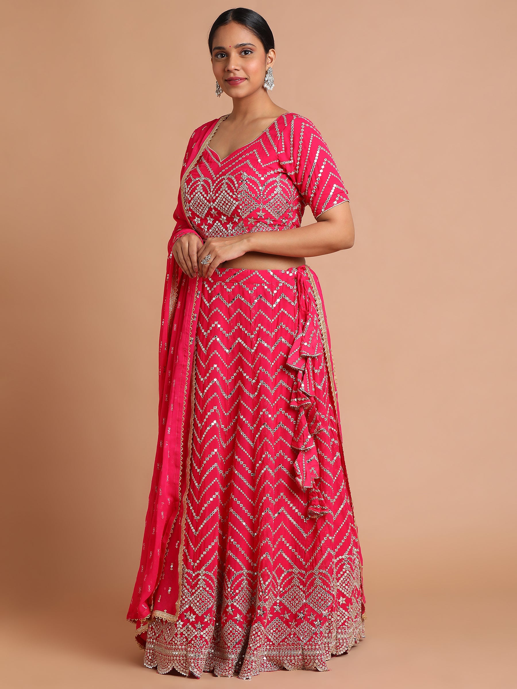 Fuchsia-pink-and-gold-mirror-lehenga-set