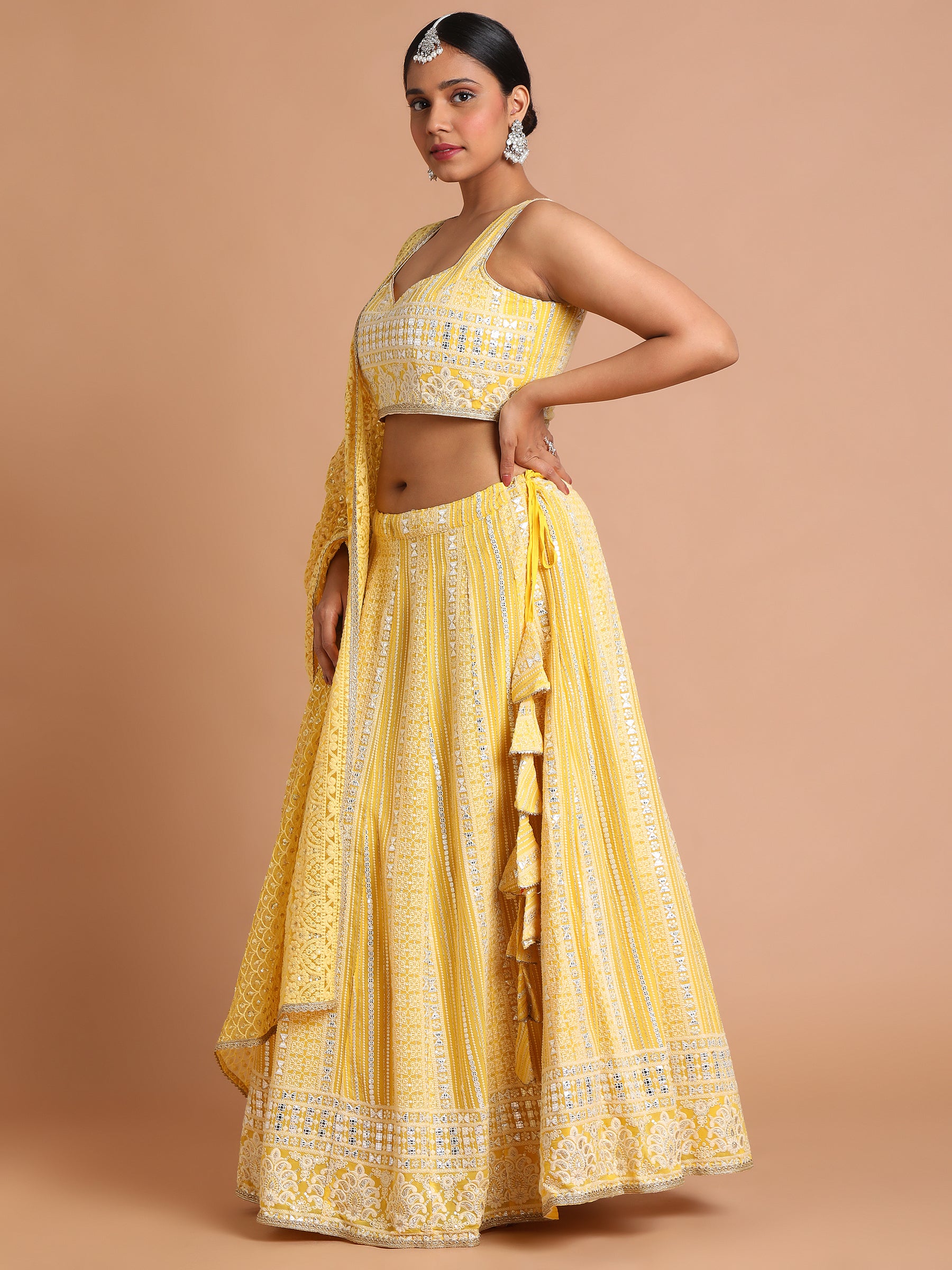 Yellow-sequin-and-thread-embroidered-lehenga-set