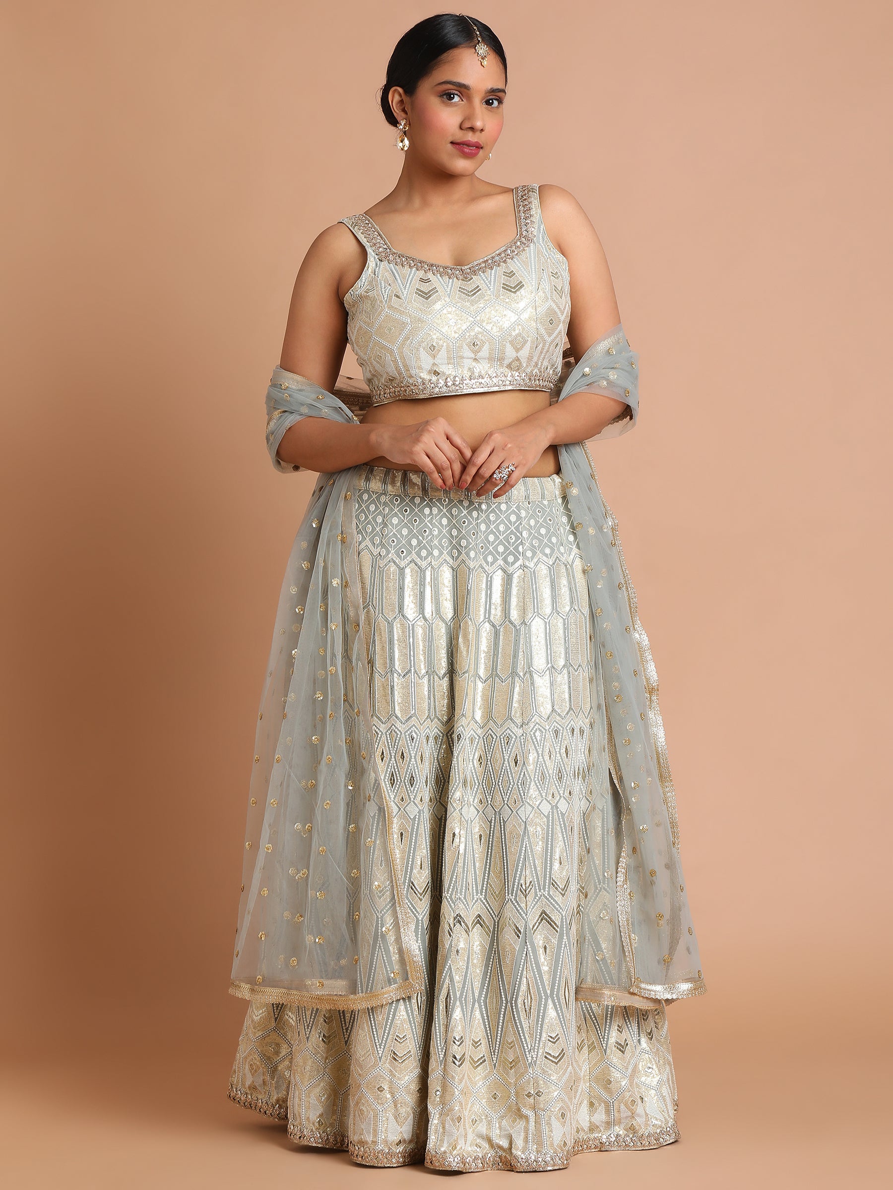 Silver-grey-with-gold-sequin-geometric-lehenga-set