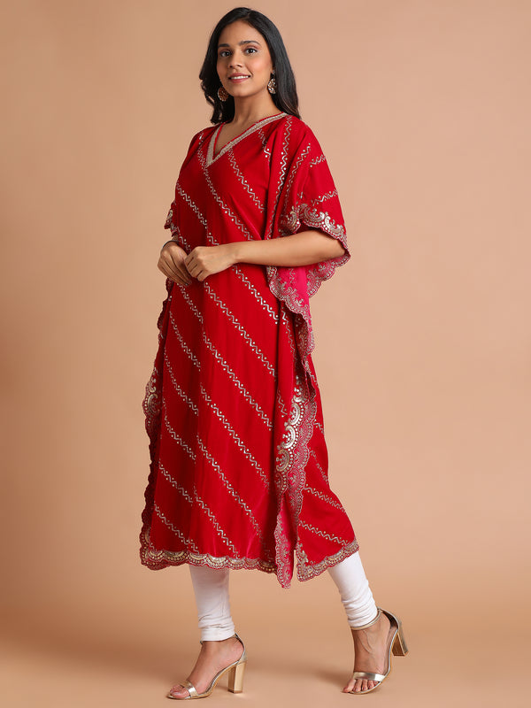 Red velvet kaftan