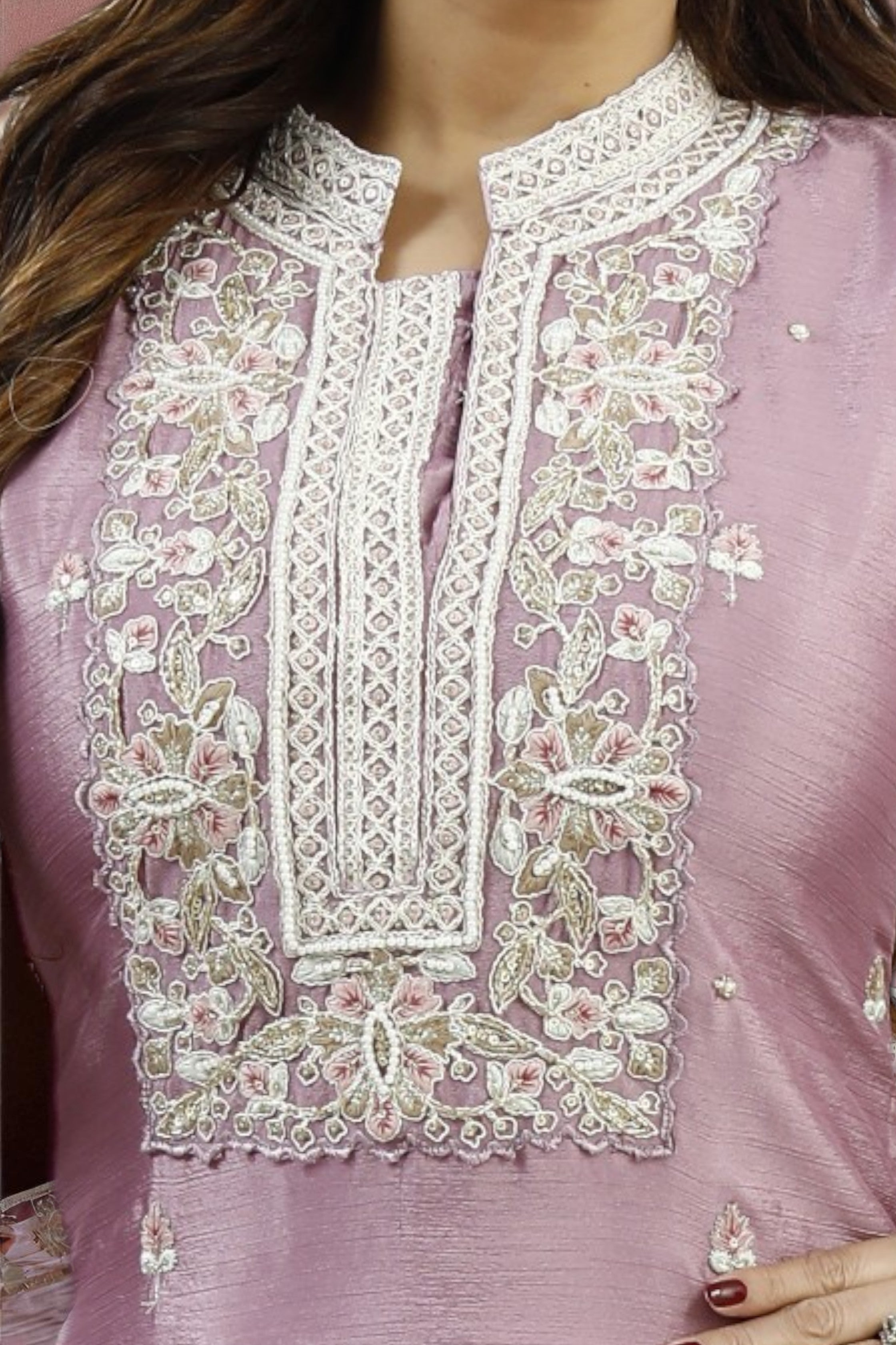 Lilac collared kurta and sharara set