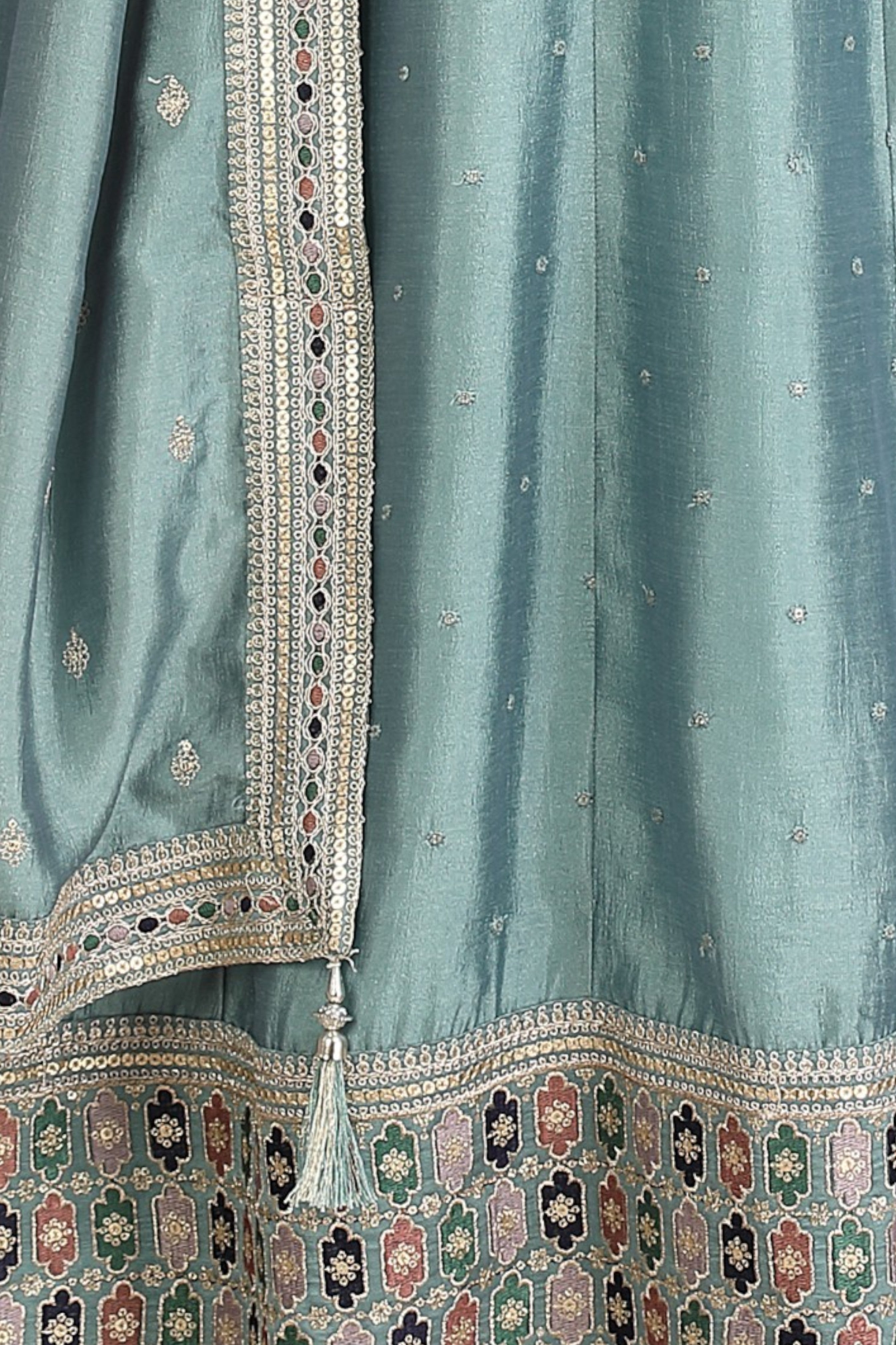 Sky blue embroidered anarkali kurta set