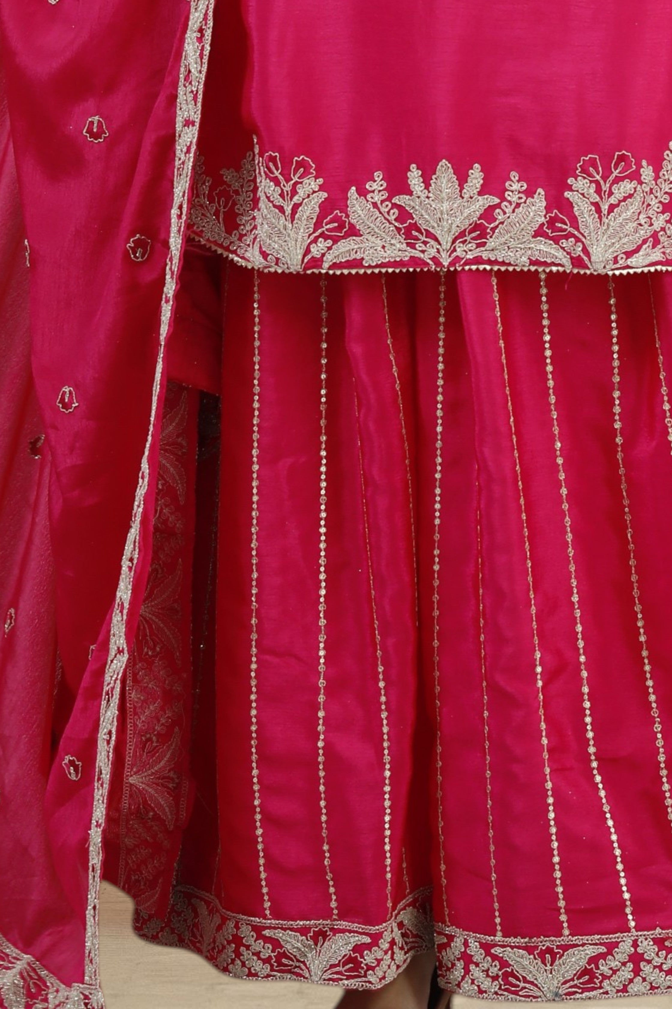 Pink embroidered kurta and palazzo set