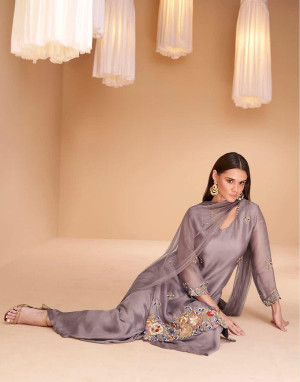 Mauve organza Kurta and sharara