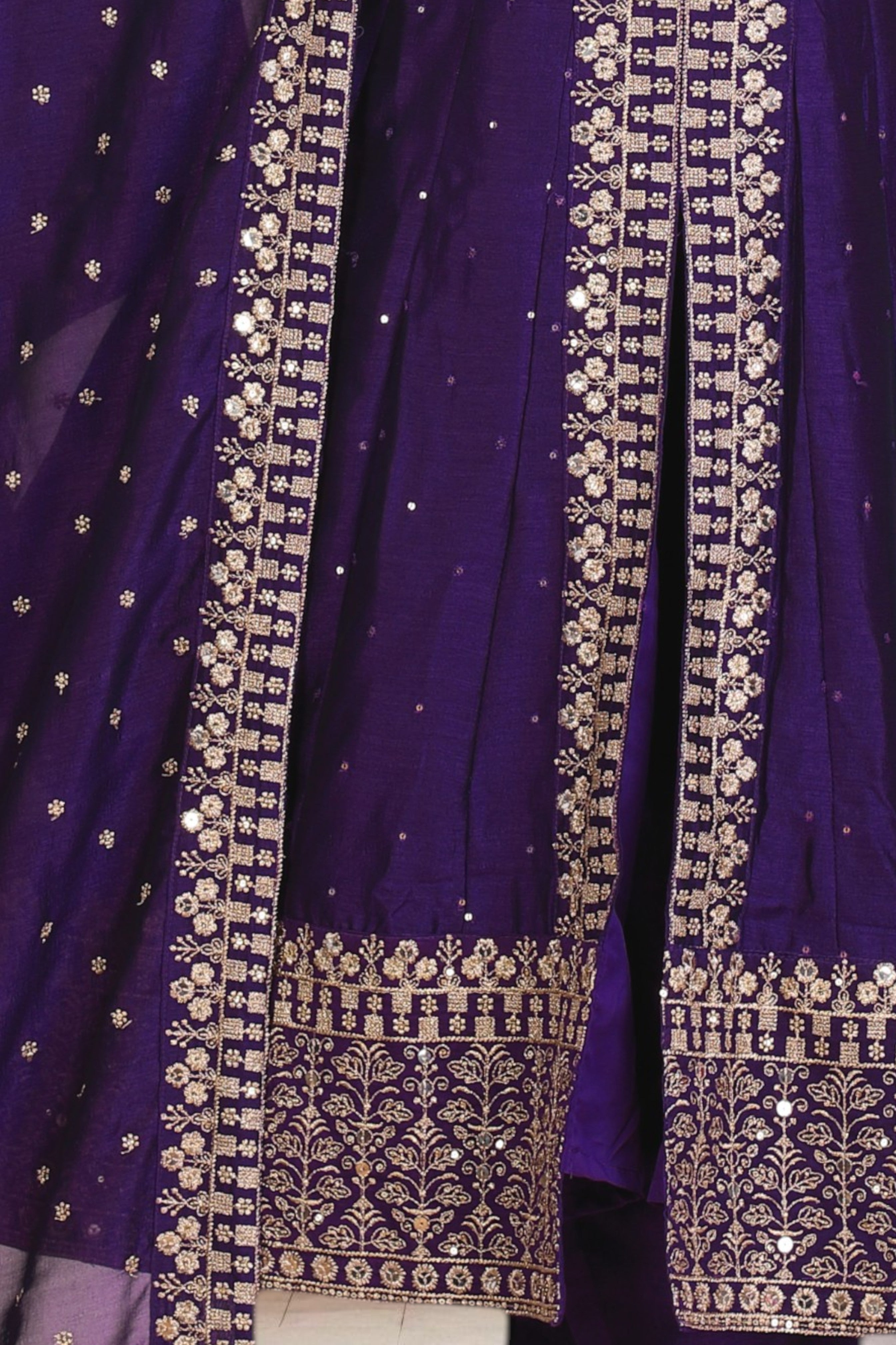 Royal purple with gold anarkali kurta set