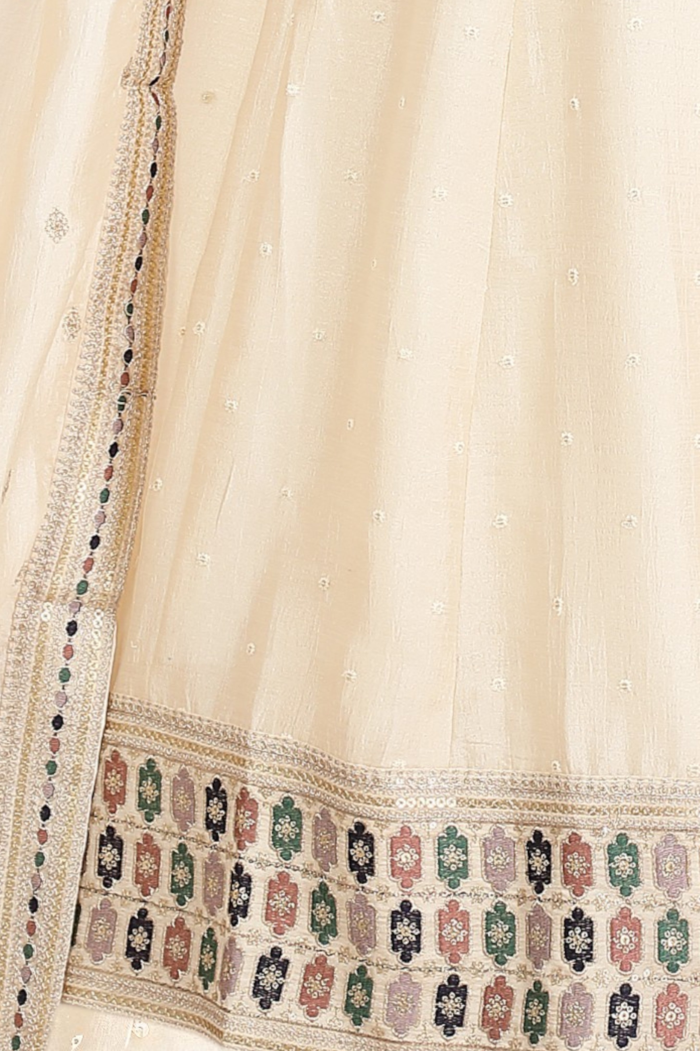 Cream Anarkali set with matching dupatta