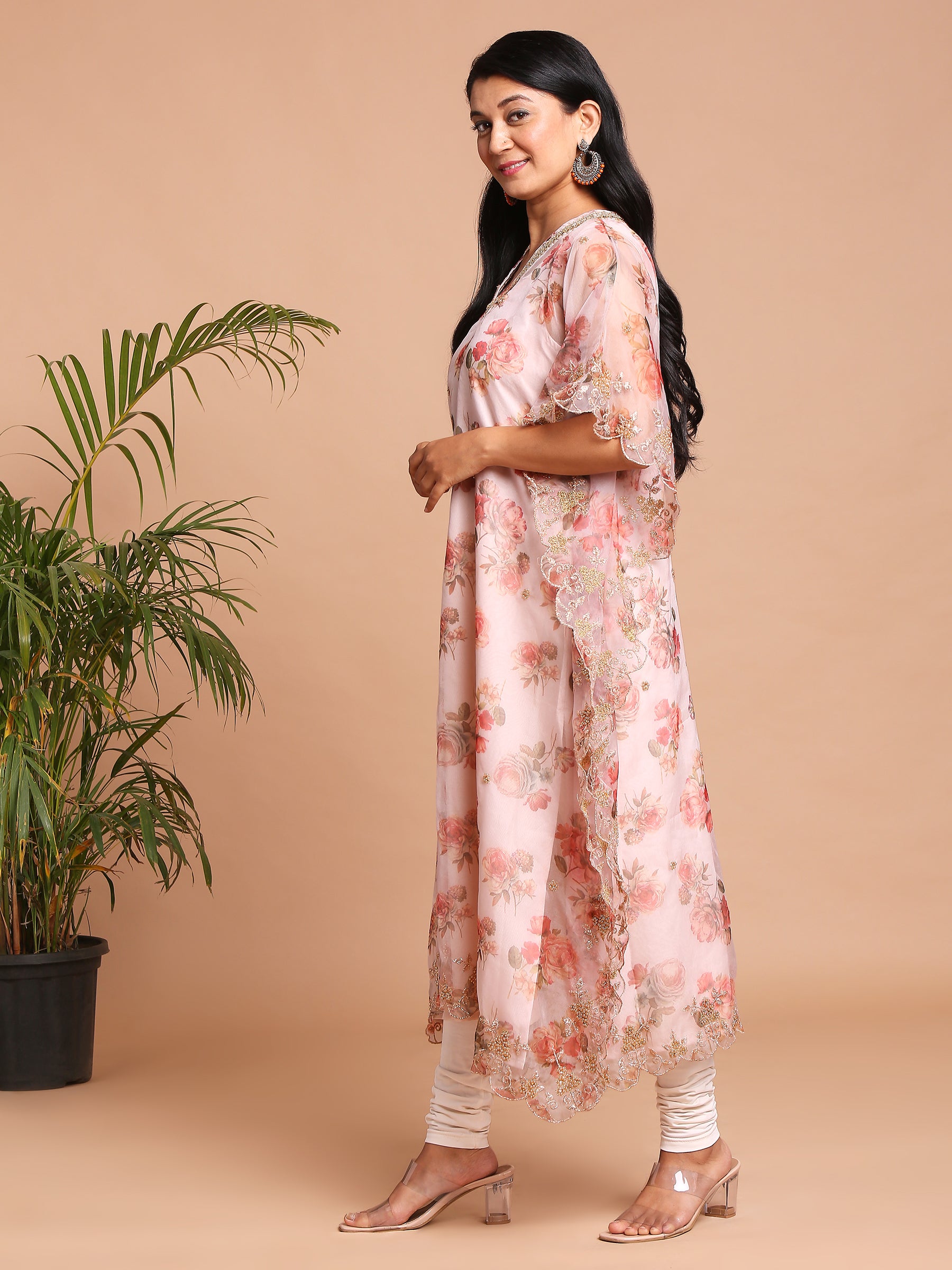 Baby pink organza kaftan