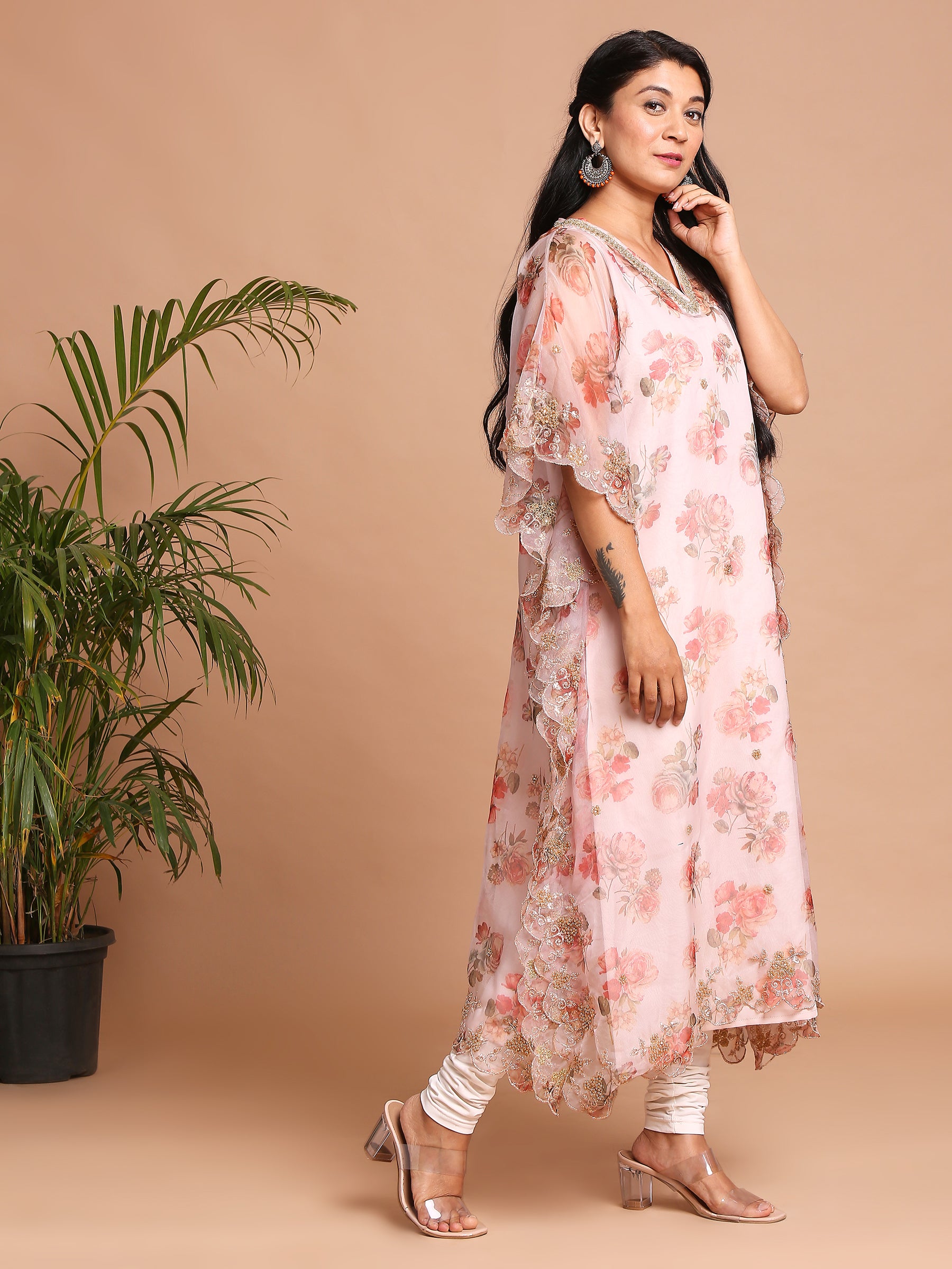 Baby pink organza kaftan