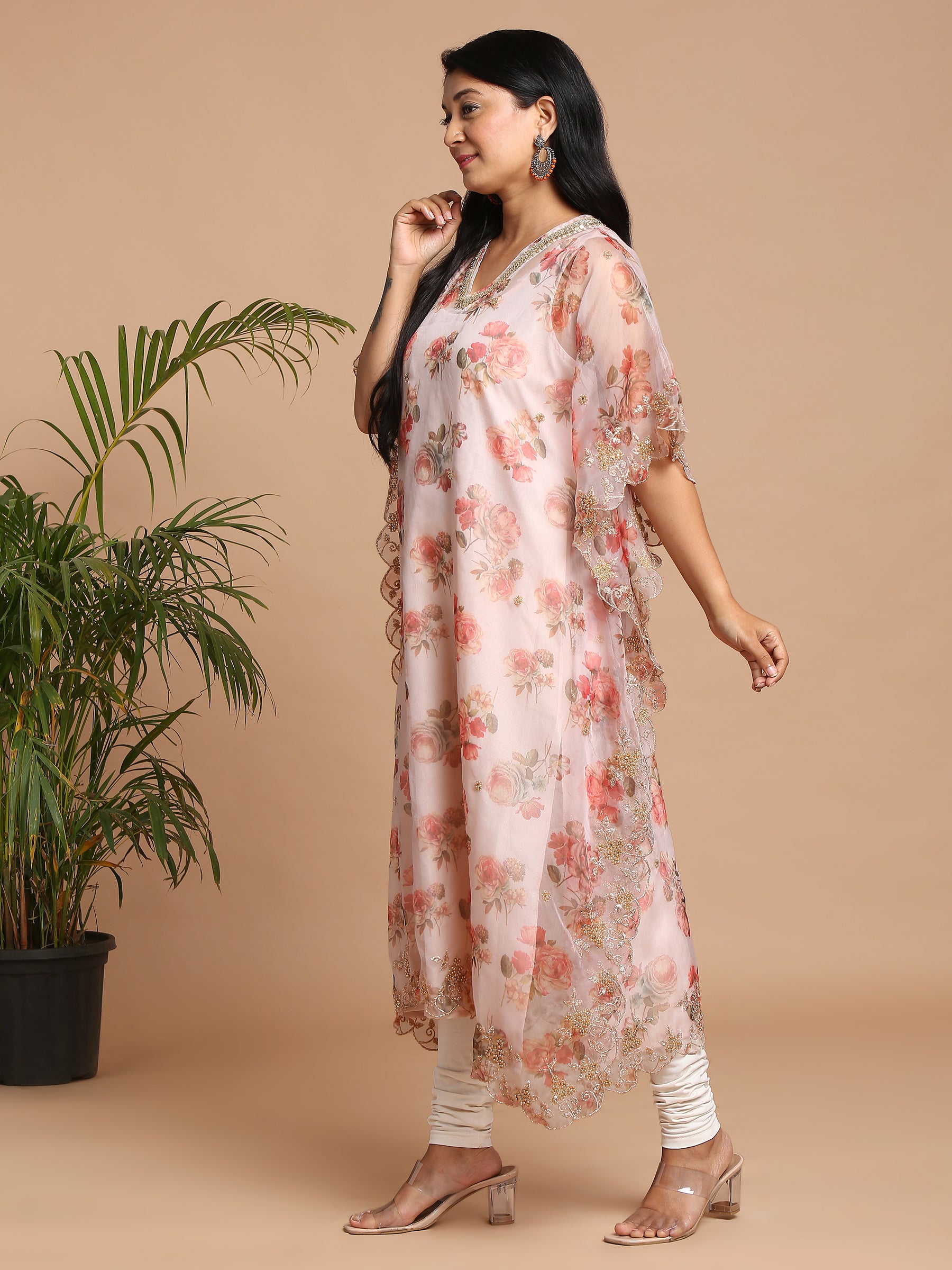 Baby pink organza kaftan