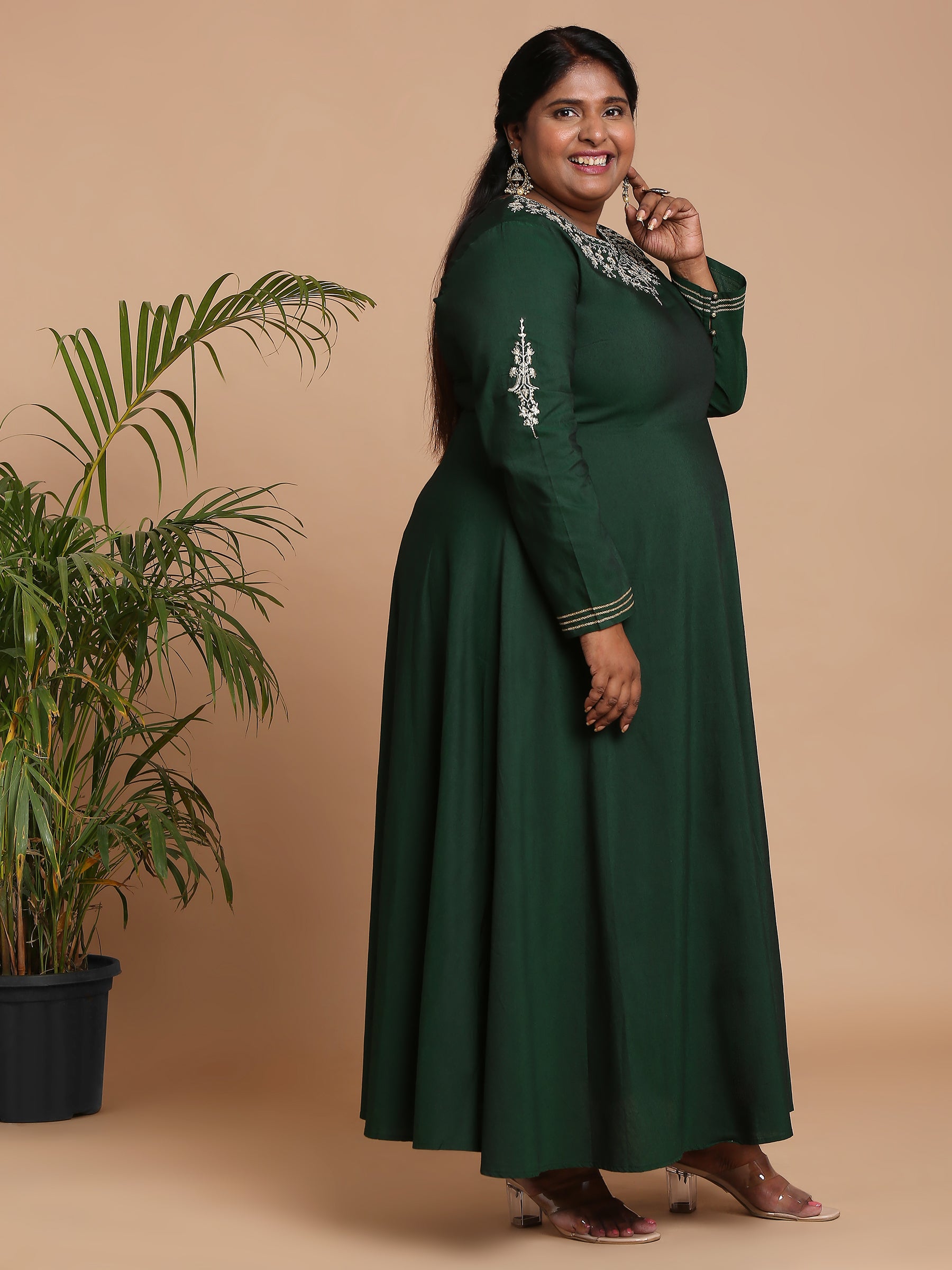 Forest green long dress