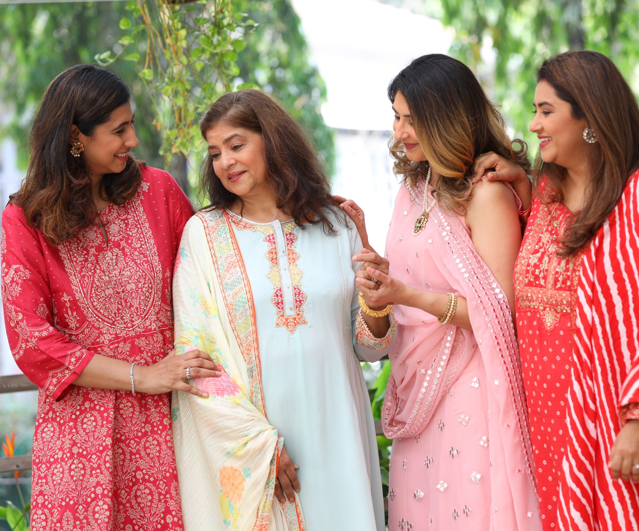 Light blue kurta with pants and floral printed dupatta