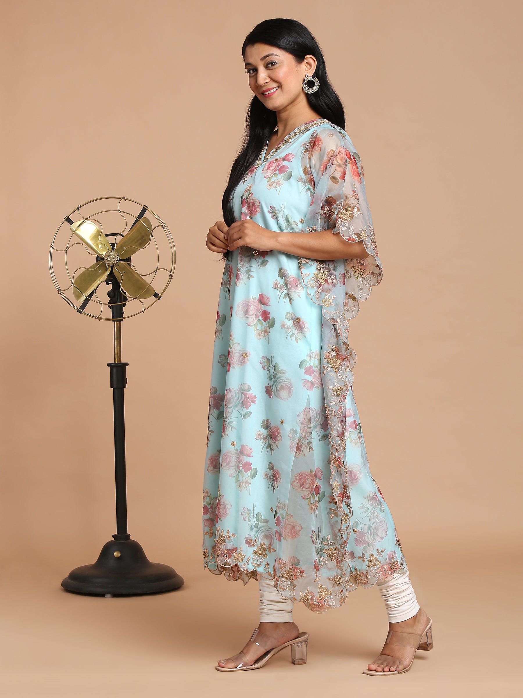 Sea blue organza kaftan